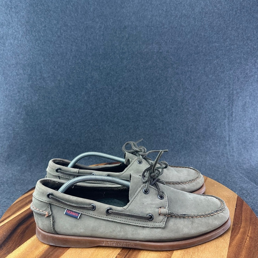 Sebago Docksides Mens 12 Olive Nubuck Leather Boat Shoes 720072